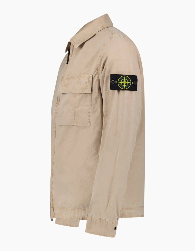 Stone Island Brushed Organic Cotton Overshirt Desert