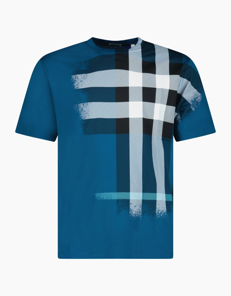 Burberry Ellison Check Print T-Shirt in Pacific Blue