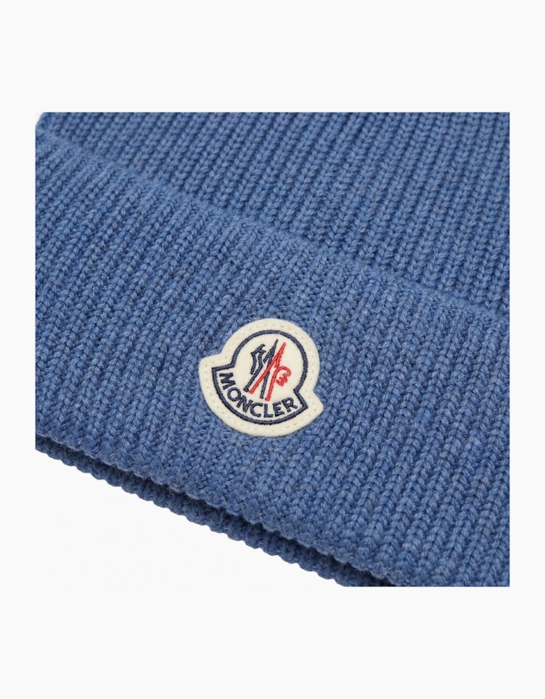 Moncler Logo Beanie Blue
