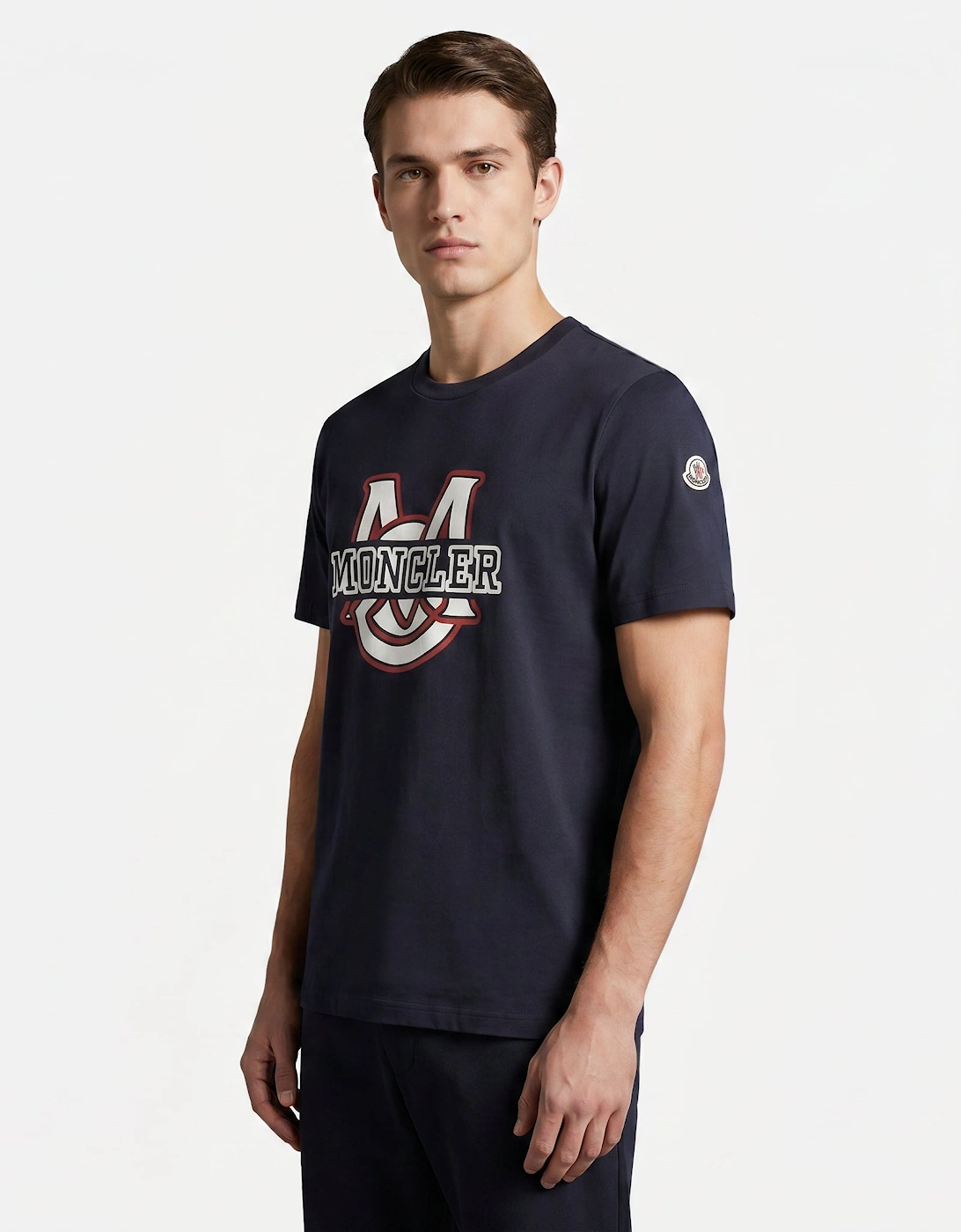 Moncler Logo Print T-Shirt Navy