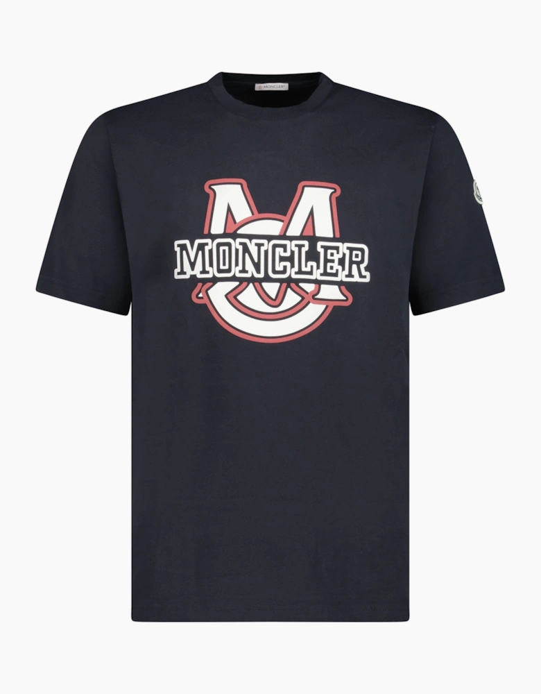 Moncler Logo Print T-Shirt Navy