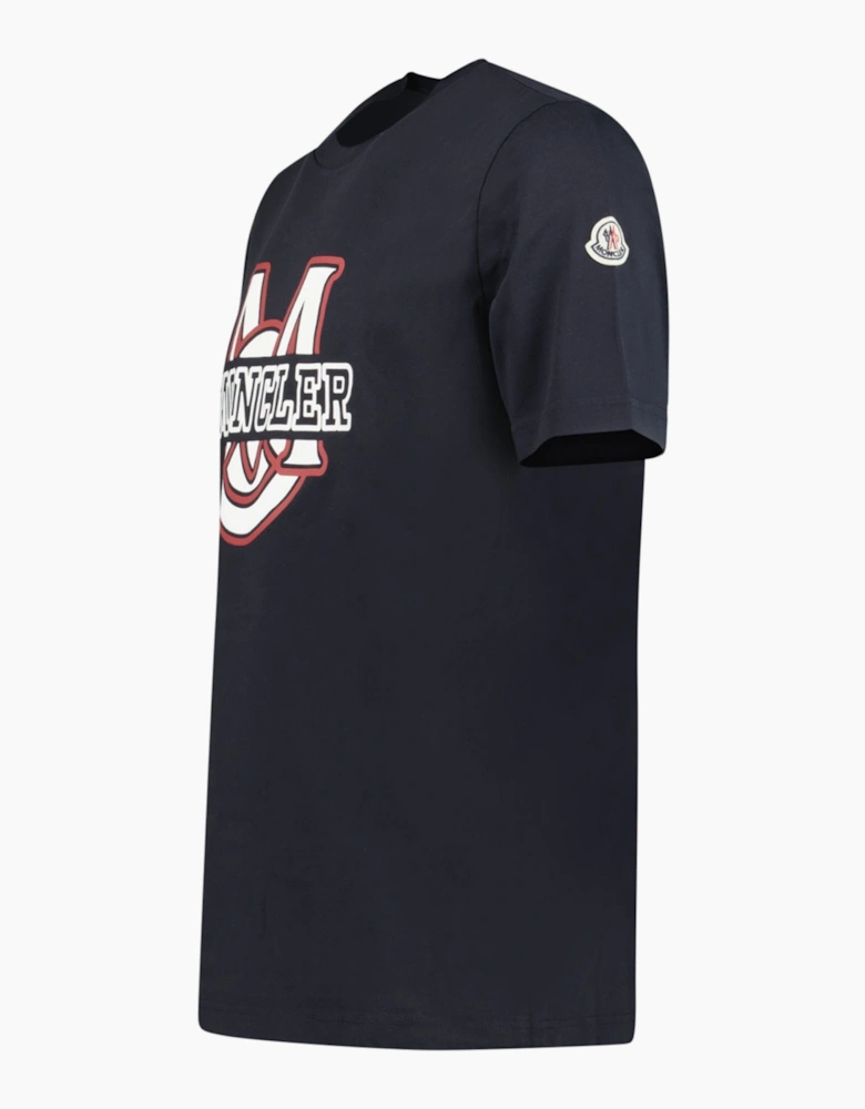 Moncler Logo Print T-Shirt Navy