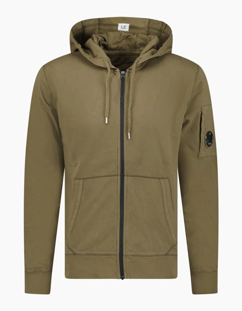CP Company Light Fleece Lens Zip Hoodie Khaki