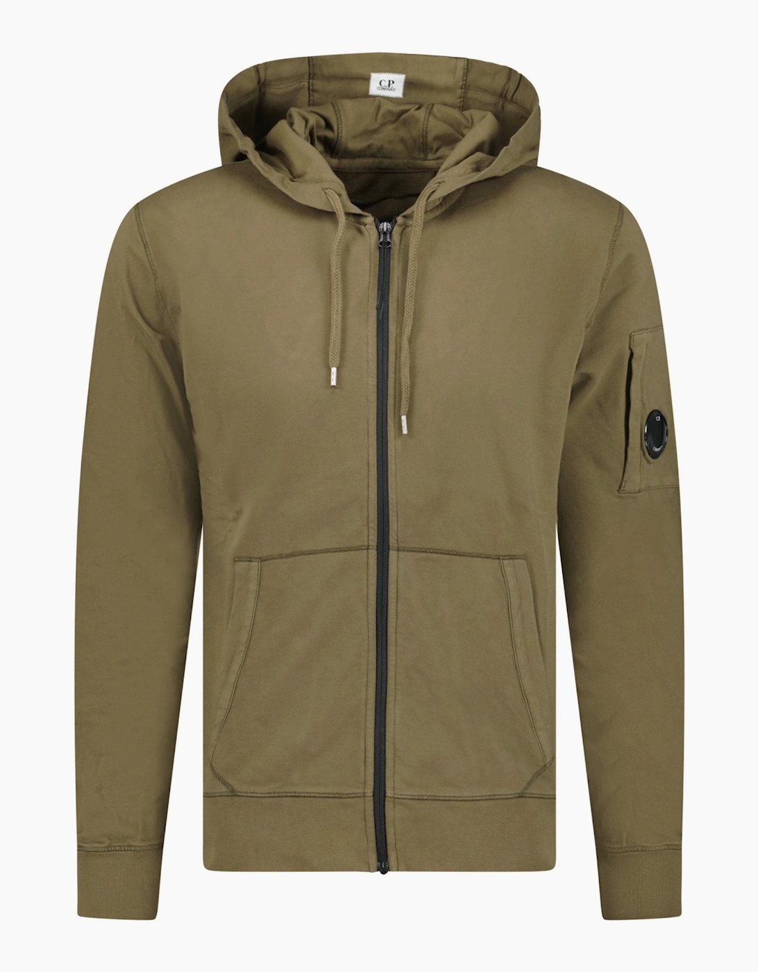 CP Company Light Fleece Lens Zip Hoodie Khaki