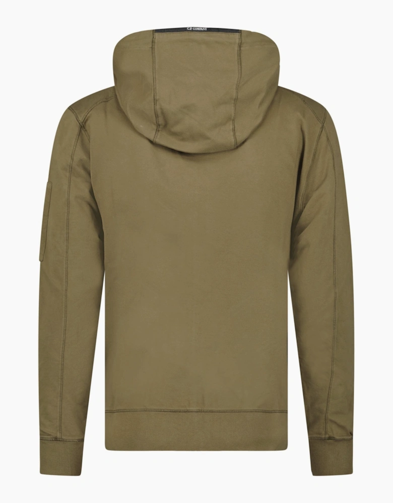 CP Company Light Fleece Lens Zip Hoodie Khaki
