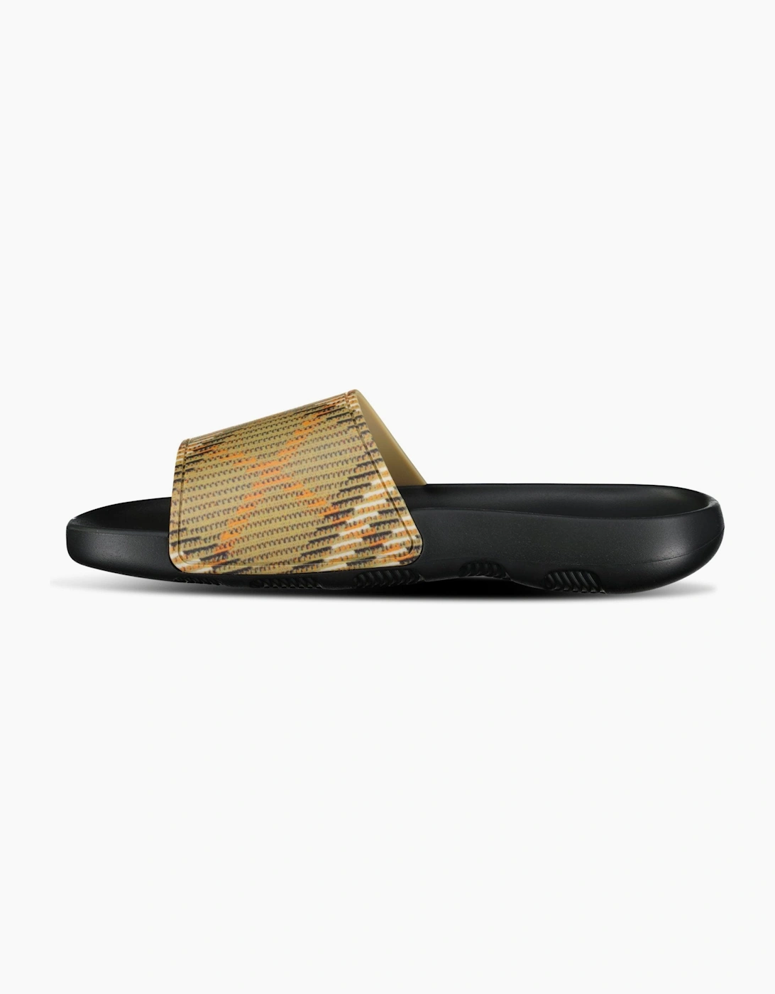Burberry Dive Checked Sliders Sand