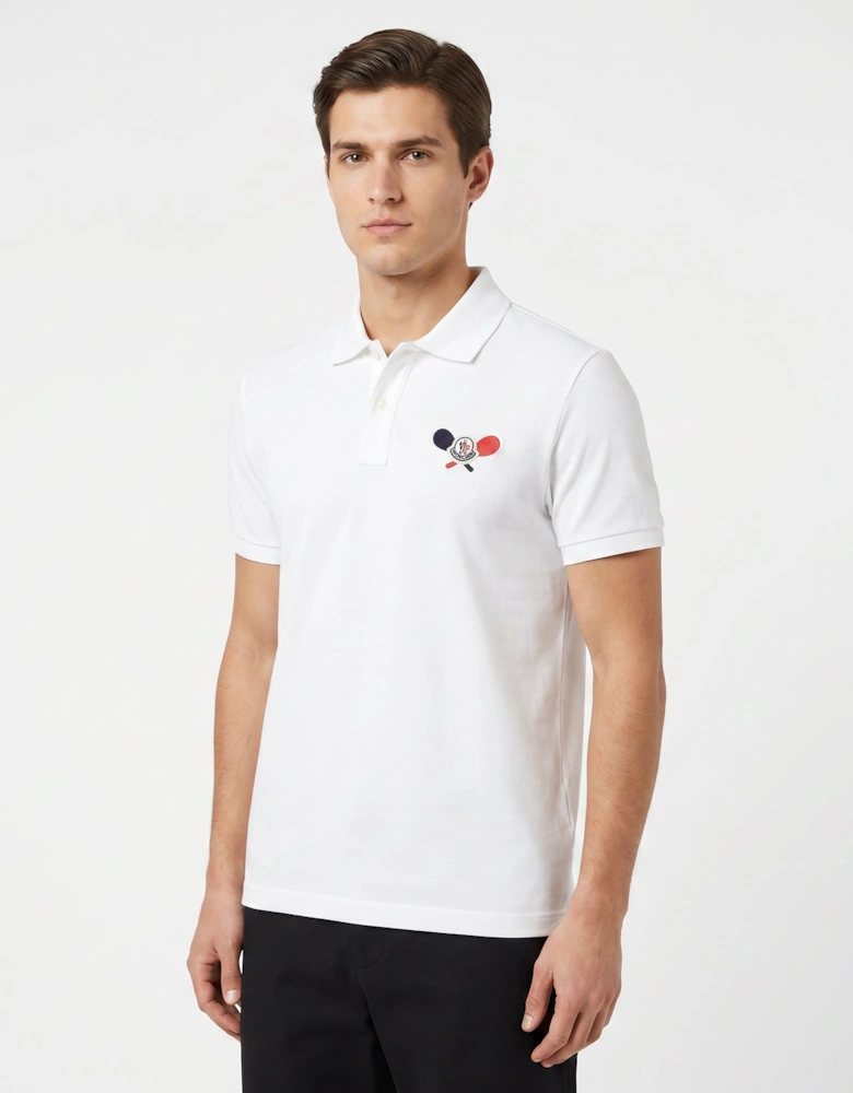 Moncler Tennis Logo Embroidered Polo White