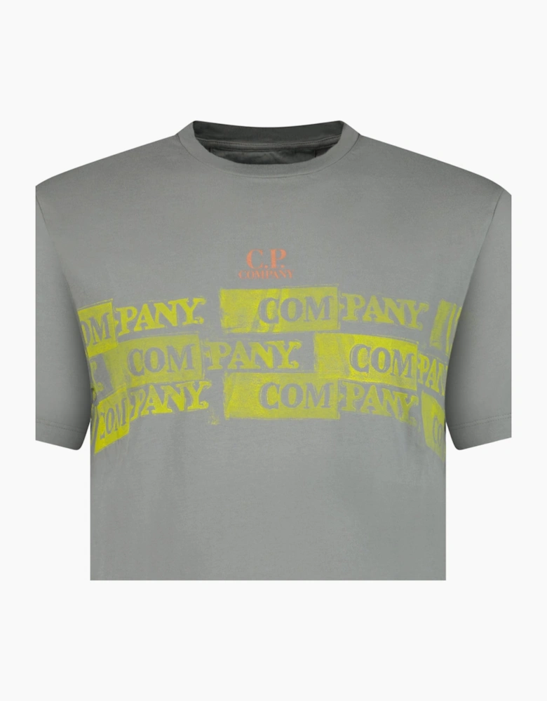 CP Company Hand Print Horizontal Logo T-Shirt Grey