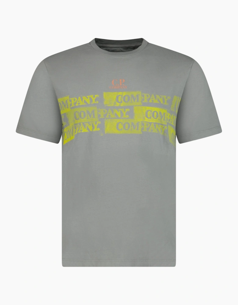 CP Company Hand Print Horizontal Logo T-Shirt Grey
