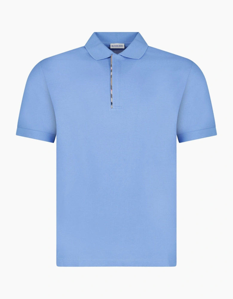 Burberry ‘Hartford’ Zip Check Polo Blue