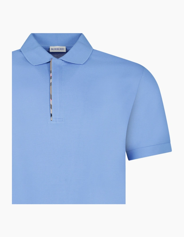 Burberry ‘Hartford’ Zip Check Polo Blue