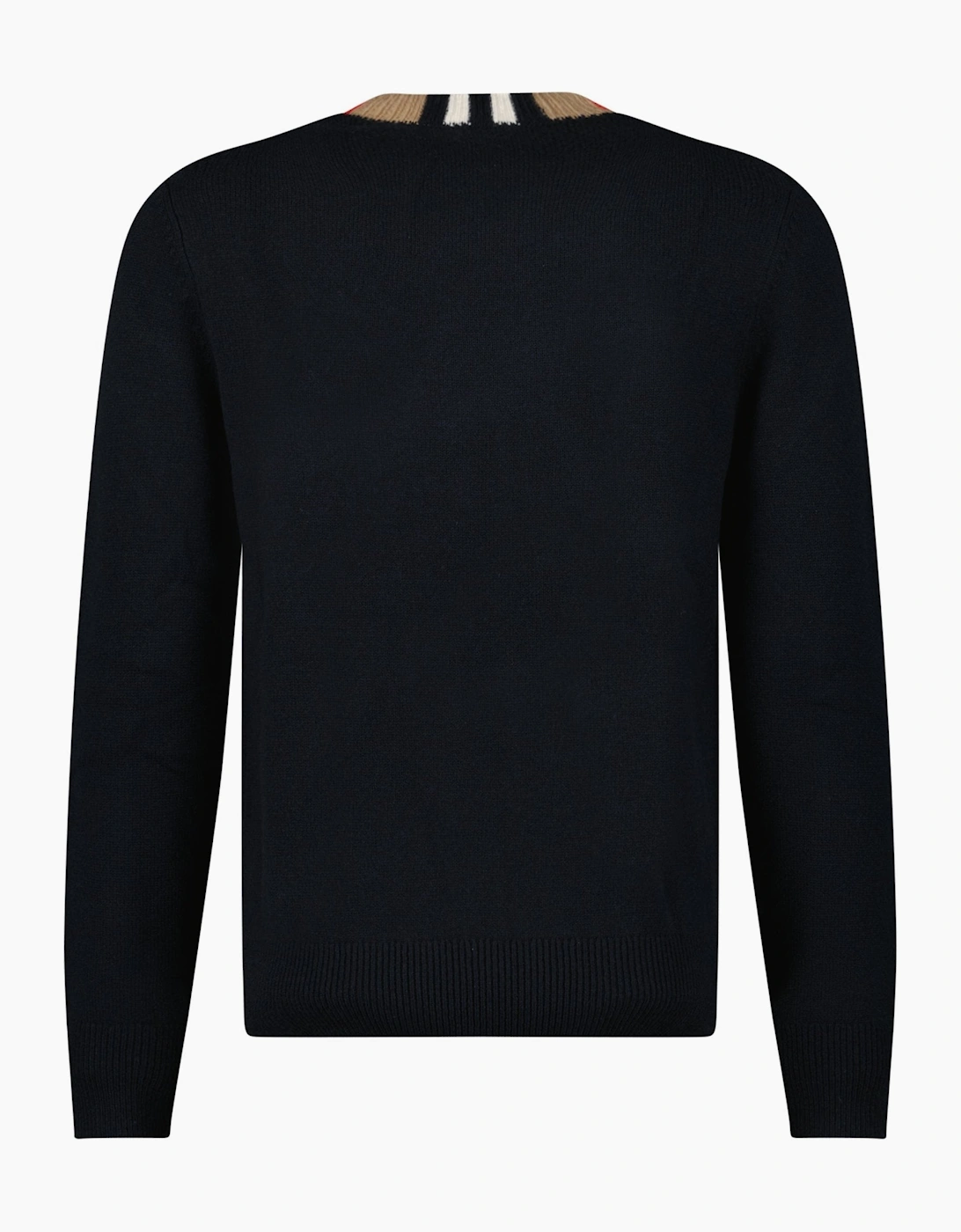 Burberry 'Noland' Knitted Wool/ Cashmere Jumper Check Neck Black