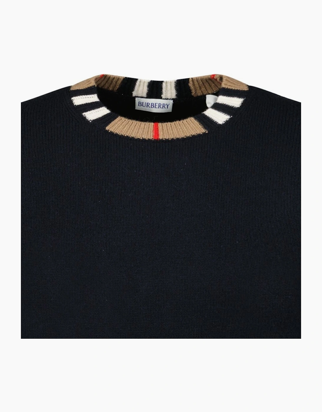 Burberry 'Noland' Knitted Wool/ Cashmere Jumper Check Neck Black
