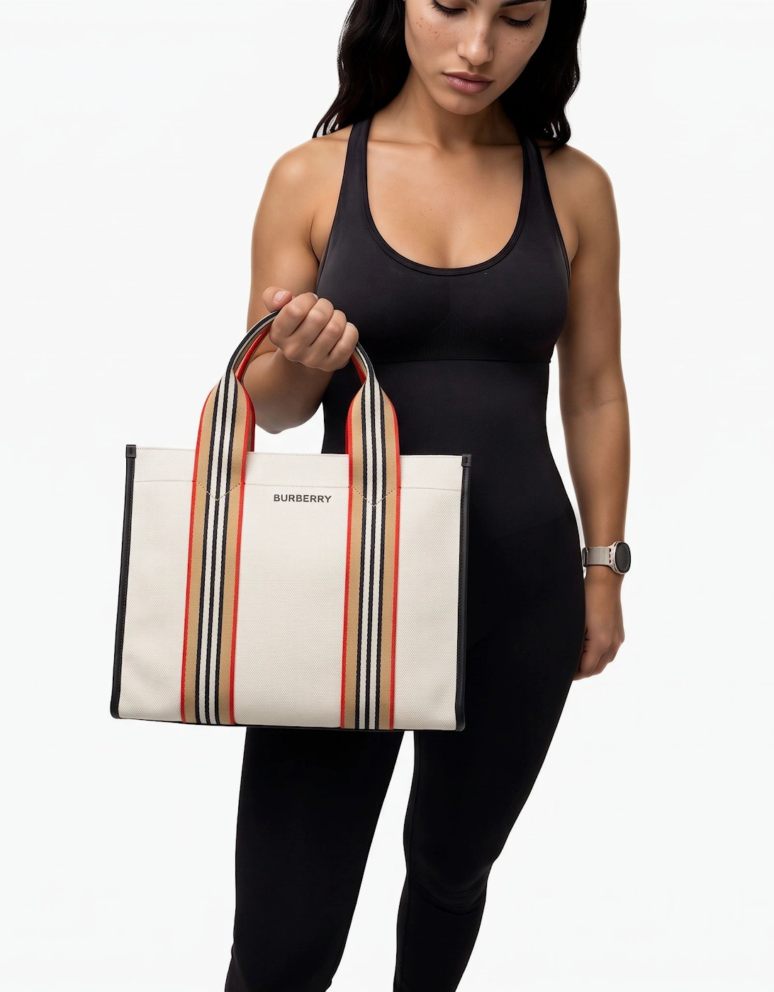 Burberry Mini Icon Canvas Tote Bag Natural