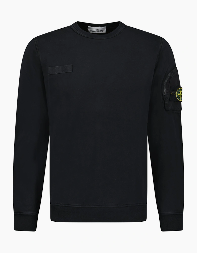 Stone Island Zip Sleeve Pocket Sweatshirt Black