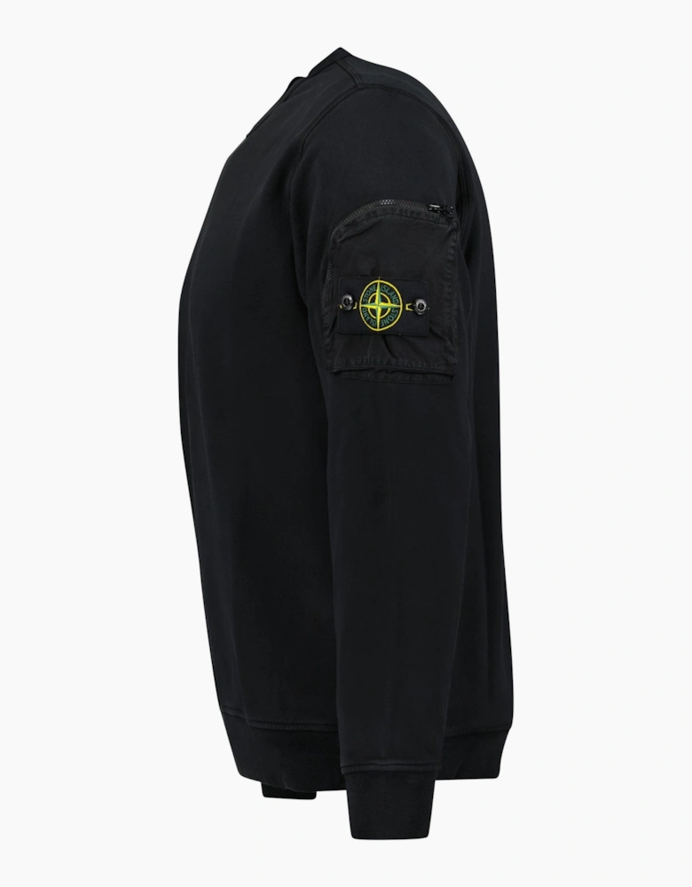 Stone Island Zip Sleeve Pocket Sweatshirt Black