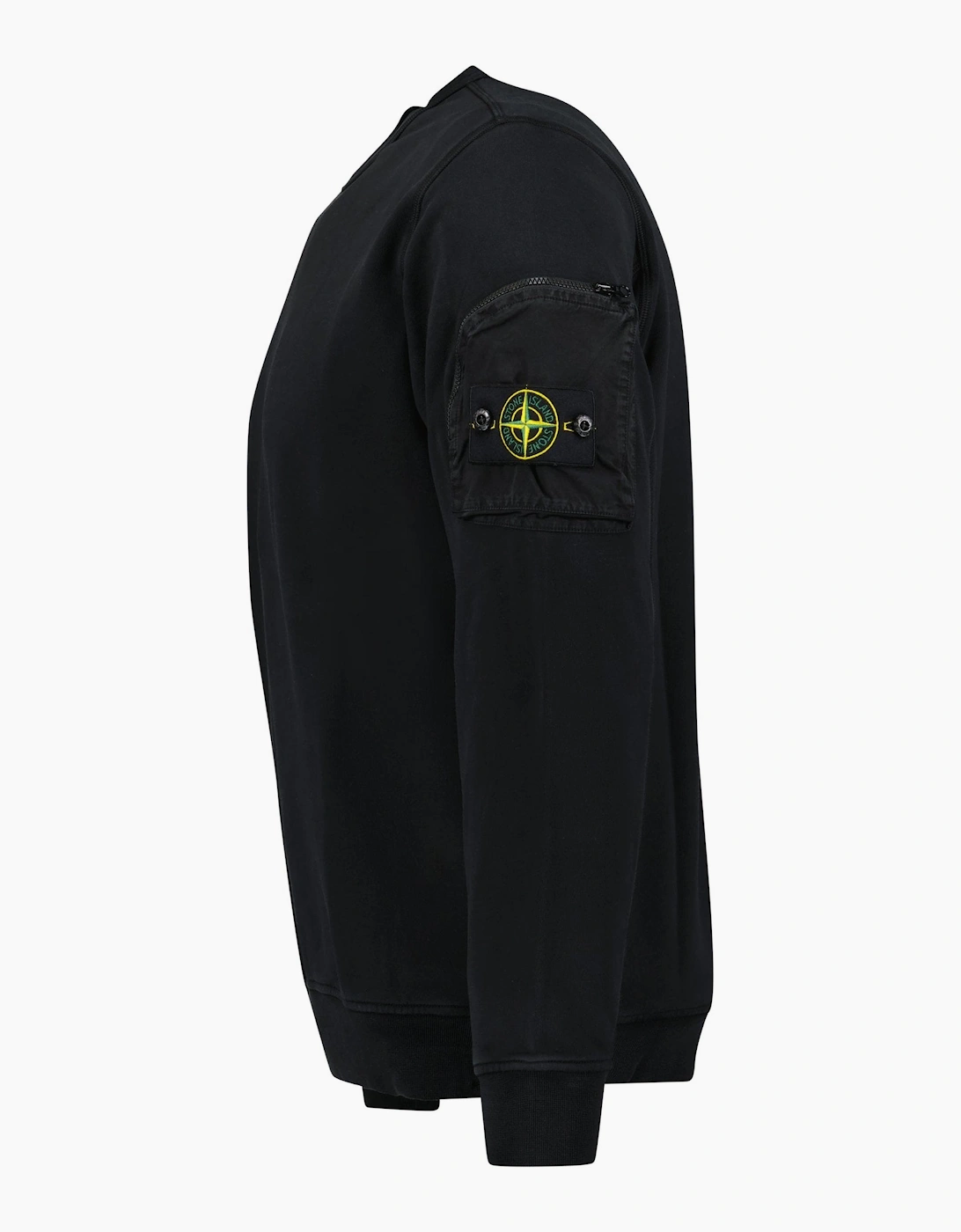 Stone Island Zip Sleeve Pocket Sweatshirt Black
