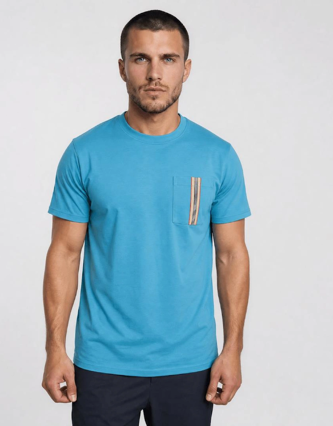 Burberry 'Ellison' Stripe Pocket T-Shirt Turquoise