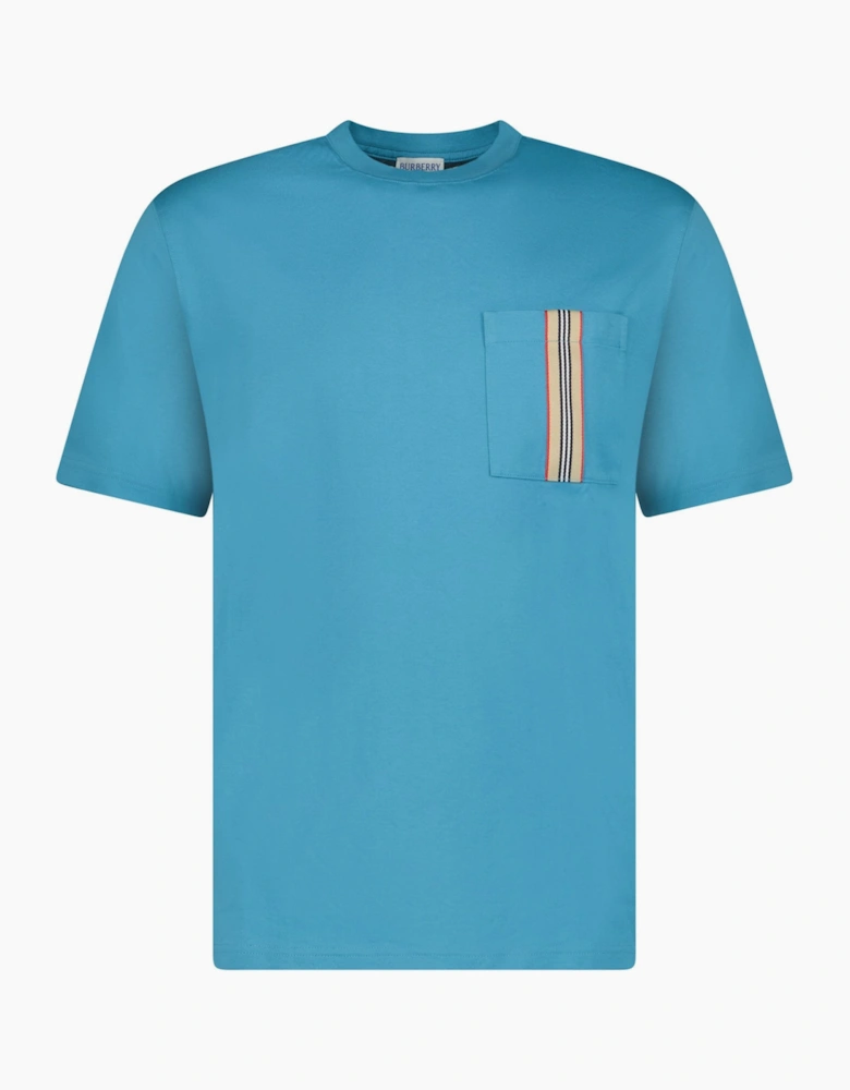 Burberry 'Ellison' Stripe Pocket T-Shirt Turquoise