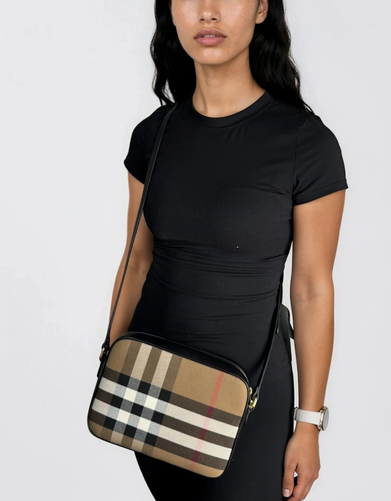 Burberry Camera Leather Cross Body Shoulder Bag Black