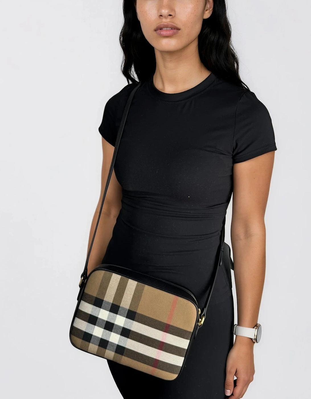 Burberry Camera Leather Cross Body Shoulder Bag Black