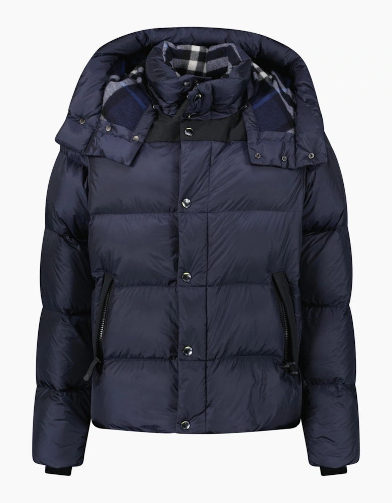 Burberry 'Leeds' Detachable Sleeve Hooded Down Jacket Navy