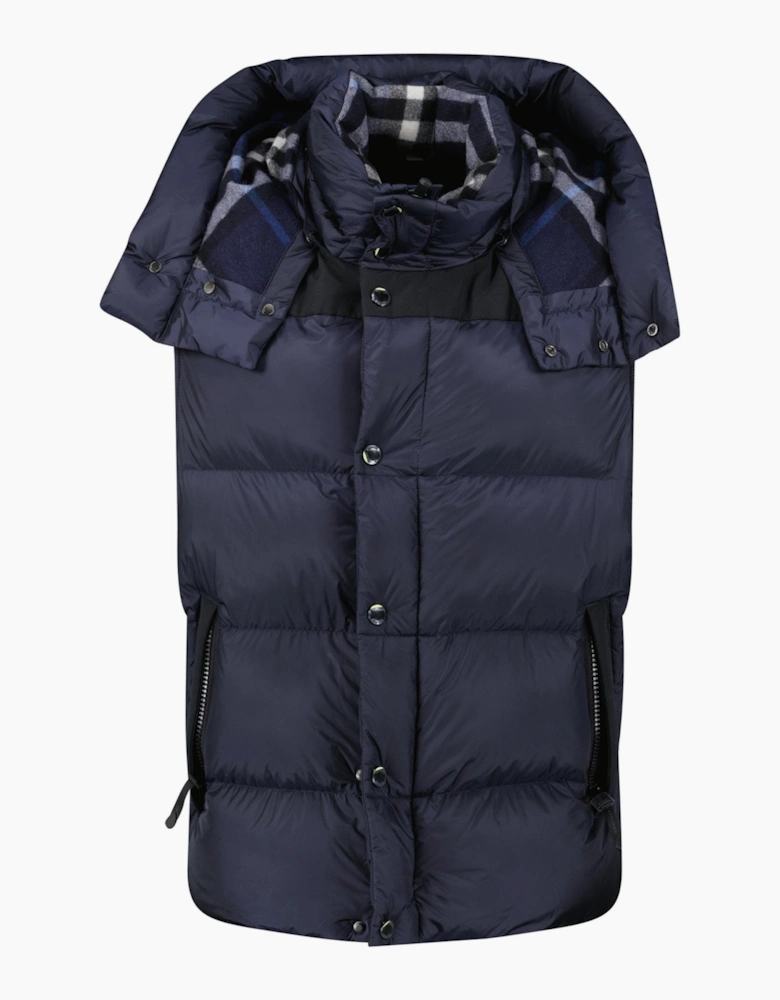 Burberry 'Leeds' Detachable Sleeve Hooded Down Jacket Navy