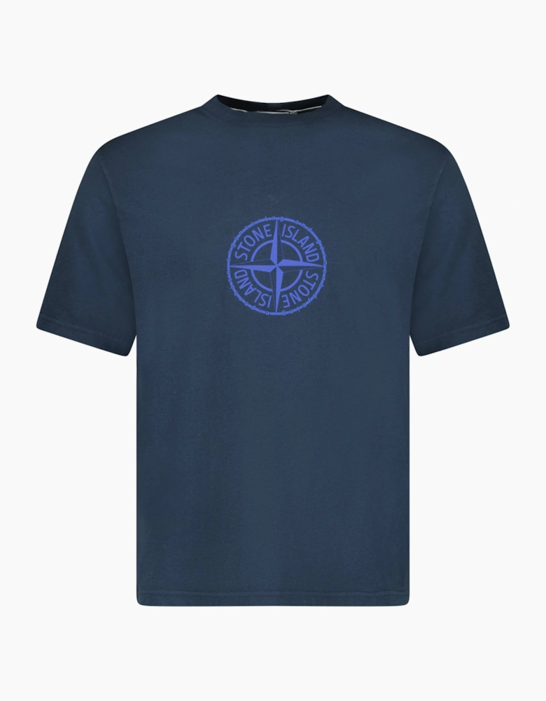 Stone Island Compass-Print Crewneck T-Shirt in Navy