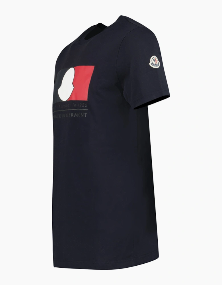 Moncler Logo Print T-Shirt Navy