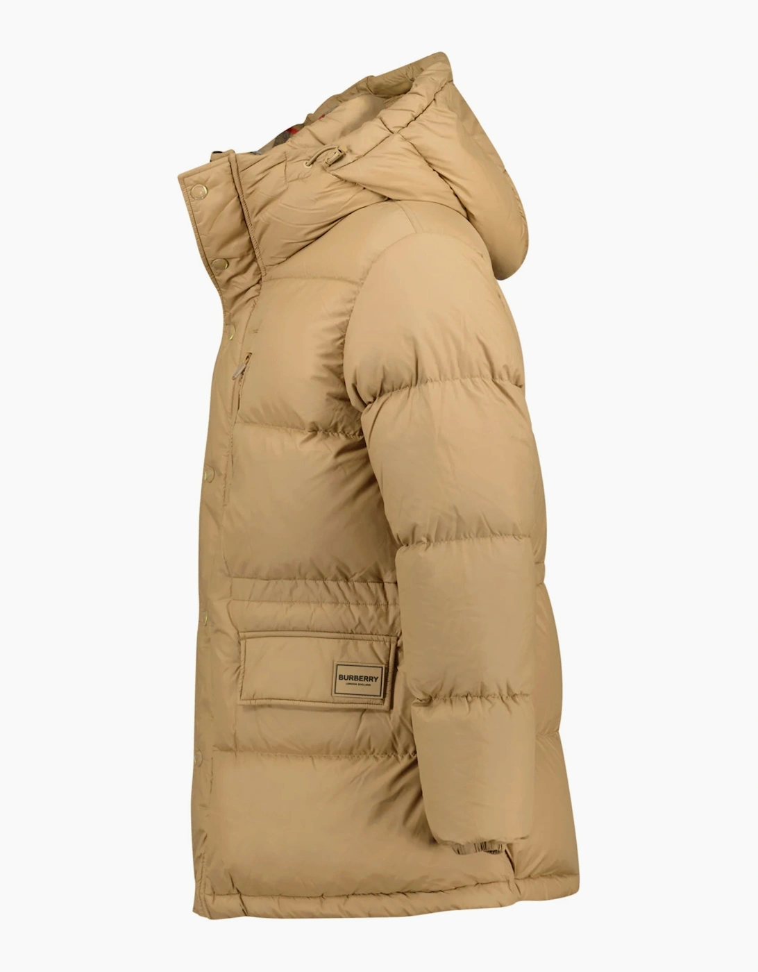 Burberry 'Haworth' Hooded Check Down Jacket Beige