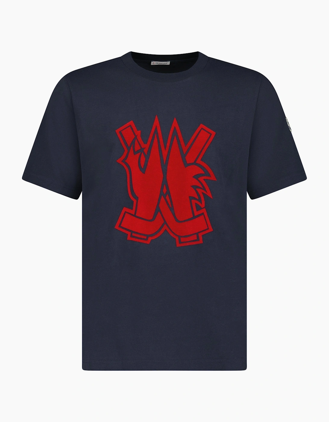 Moncler Logo Print T-Shirt Navy