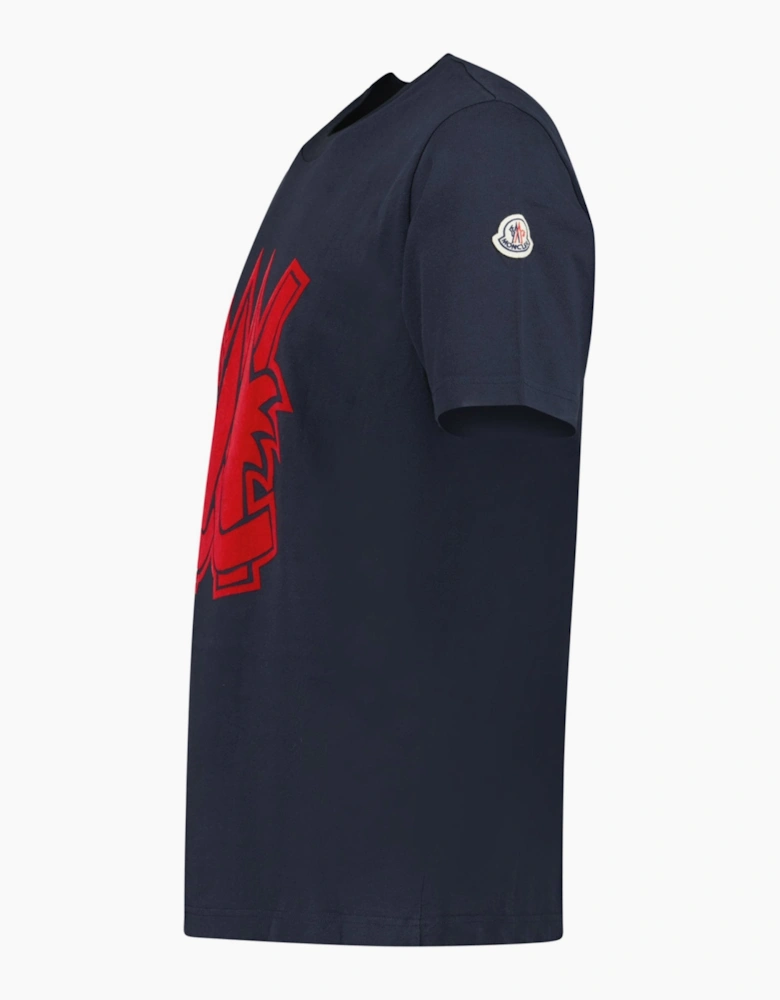 Moncler Logo Print T-Shirt Navy