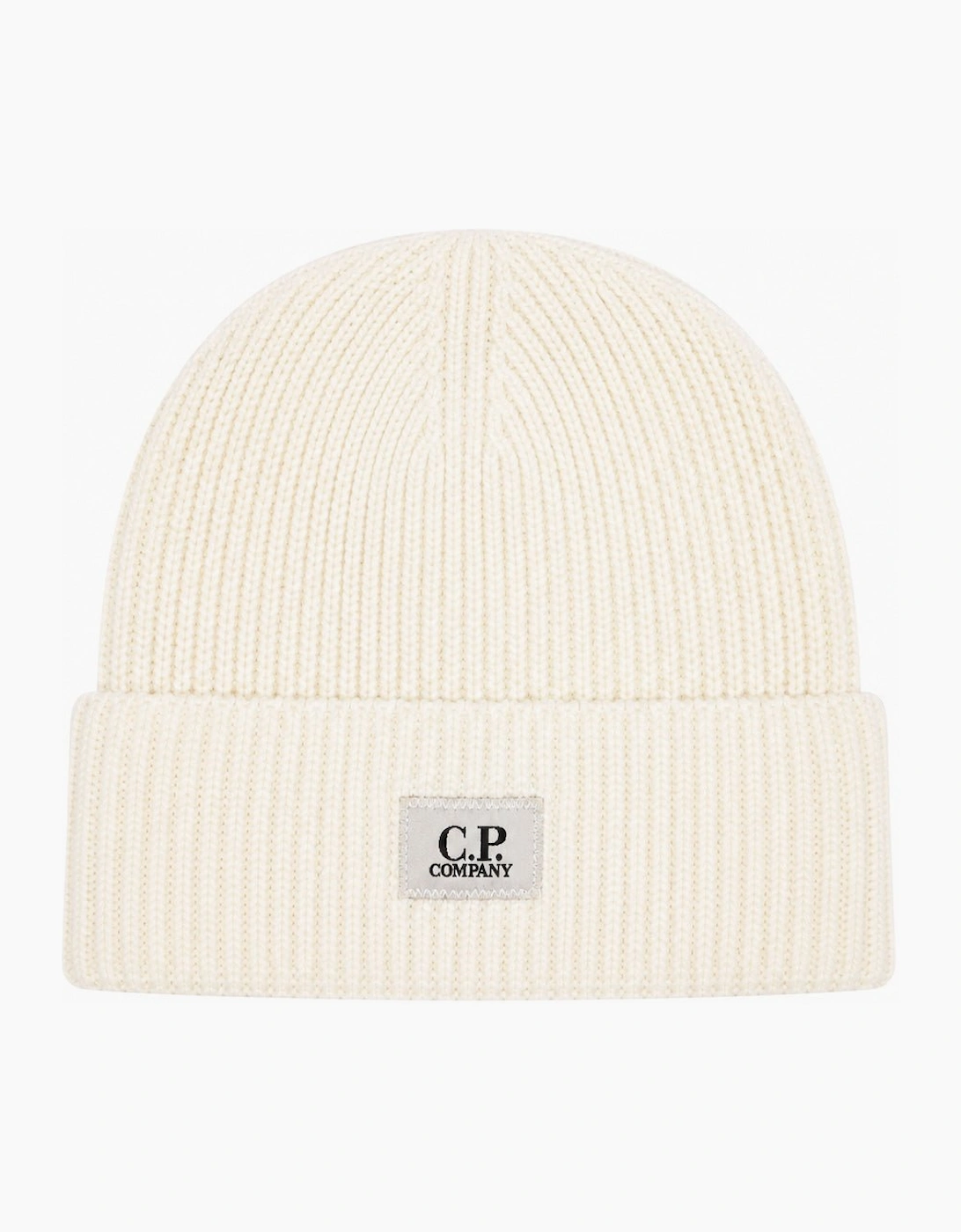 CP Company Logo Stitch Beanie Gauze White