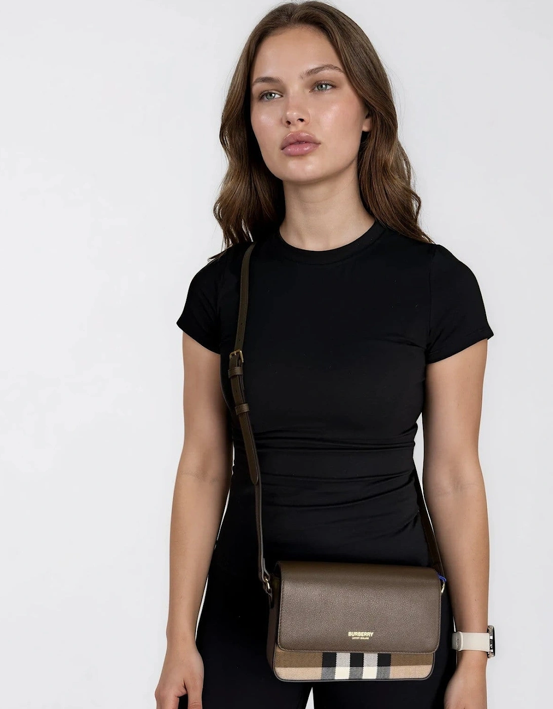 Burberry 'New Hampshire' Leather Shoulder Bag Ebony Brown