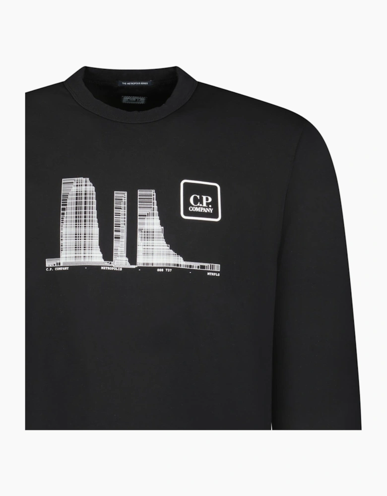 CP Company Metropolis Stretch Fleece Graphic Sweatshirt Black