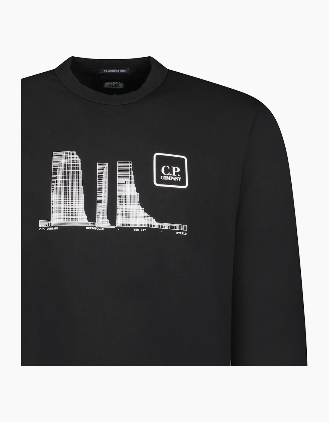 CP Company Metropolis Stretch Fleece Graphic Sweatshirt Black