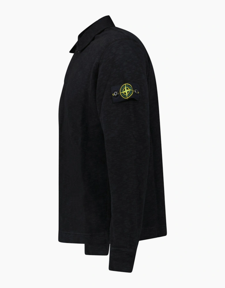 Stone Island Brushed Heavy Cotton Long Sleeve Polo Black