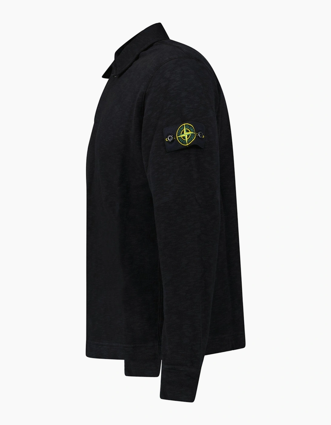 Stone Island Brushed Heavy Cotton Long Sleeve Polo Black