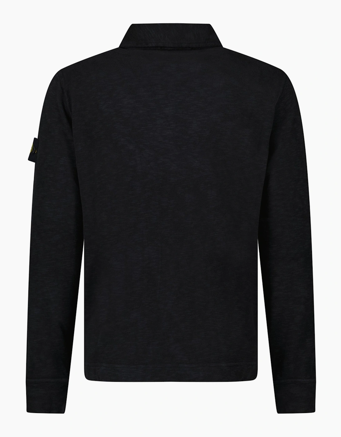 Stone Island Brushed Heavy Cotton Long Sleeve Polo Black