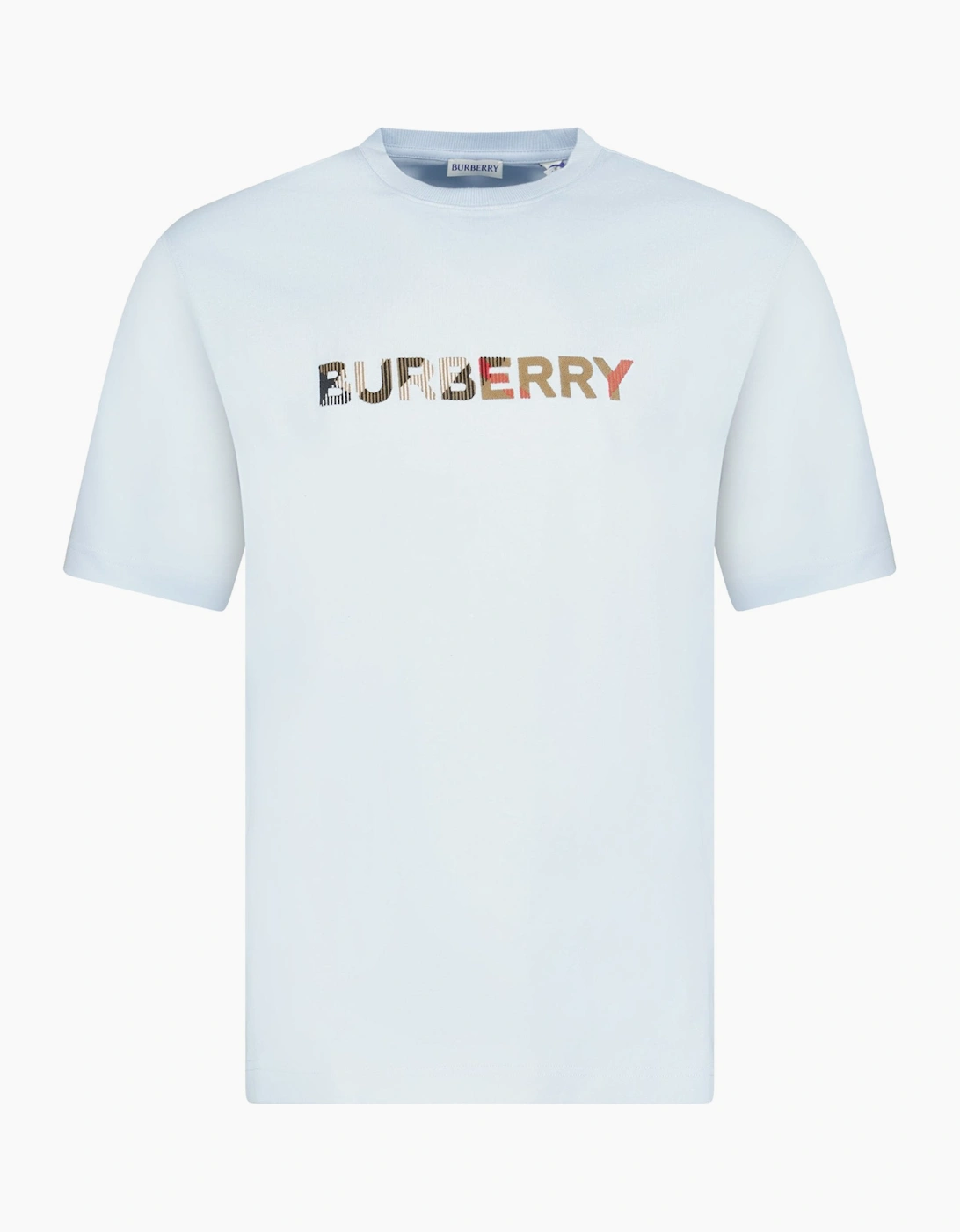 Burberry Check Logo Embroidered T-Shirt Blue