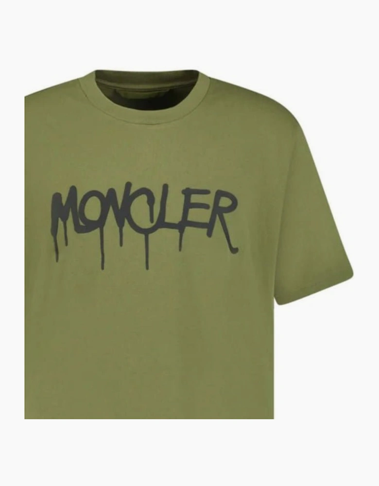 Moncler Graffiti Print T-Shirt Khaki