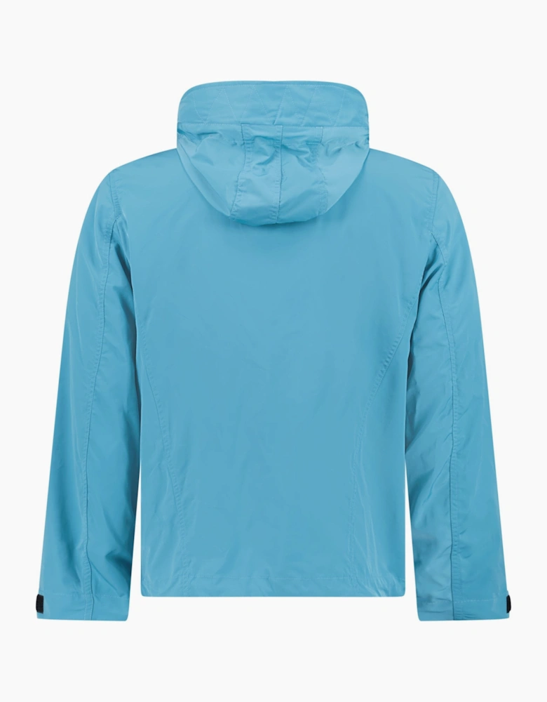 Burberry 'Hargrave' Zip-Up Logo Hooded Rain Jacket Turquoise