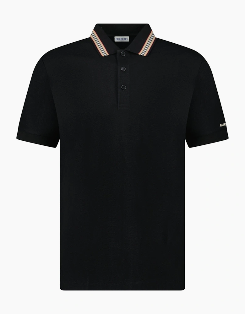 Burberry ‘Hartford’ Striped Check Polo Black