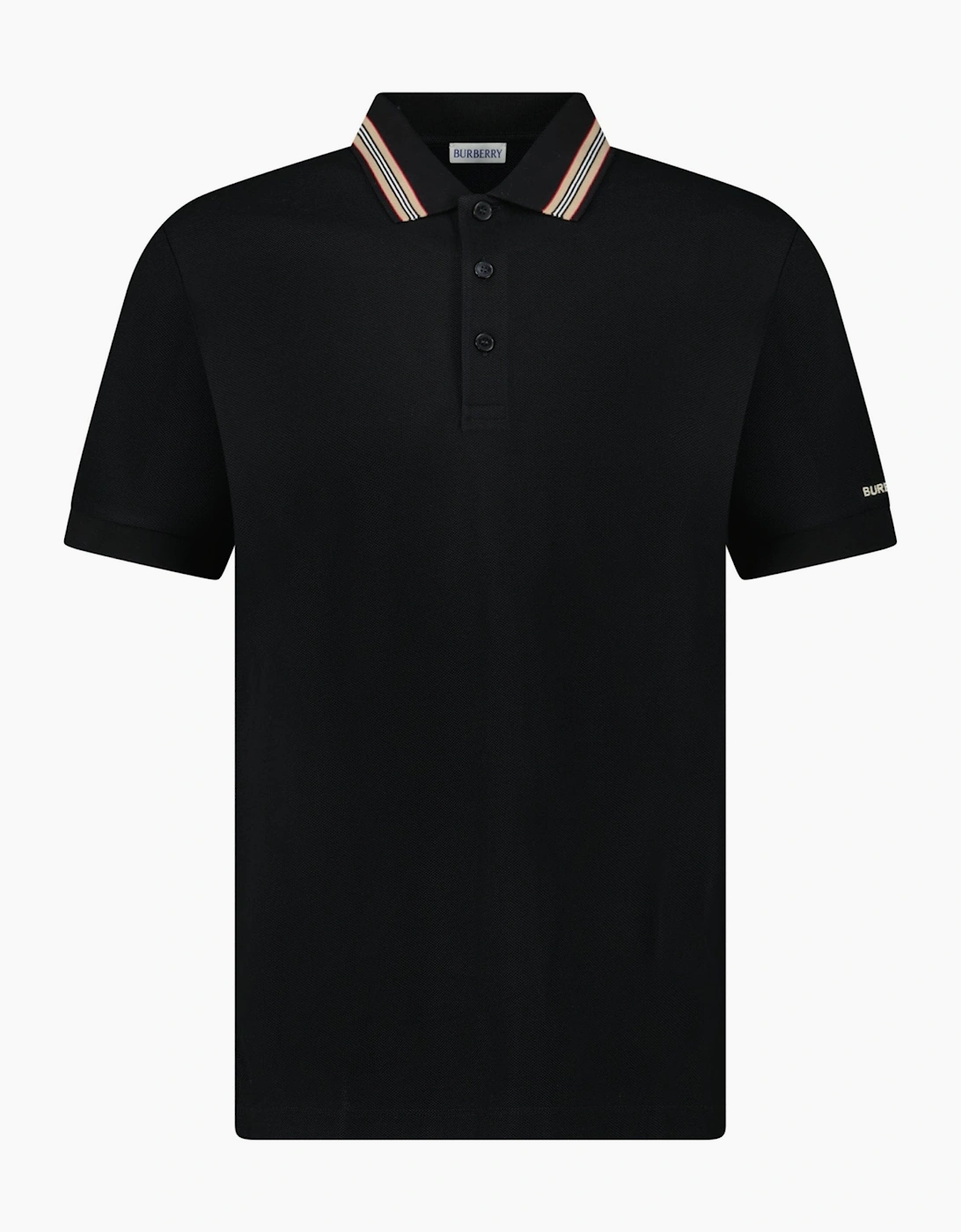 Burberry ‘Hartford’ Striped Check Polo Black