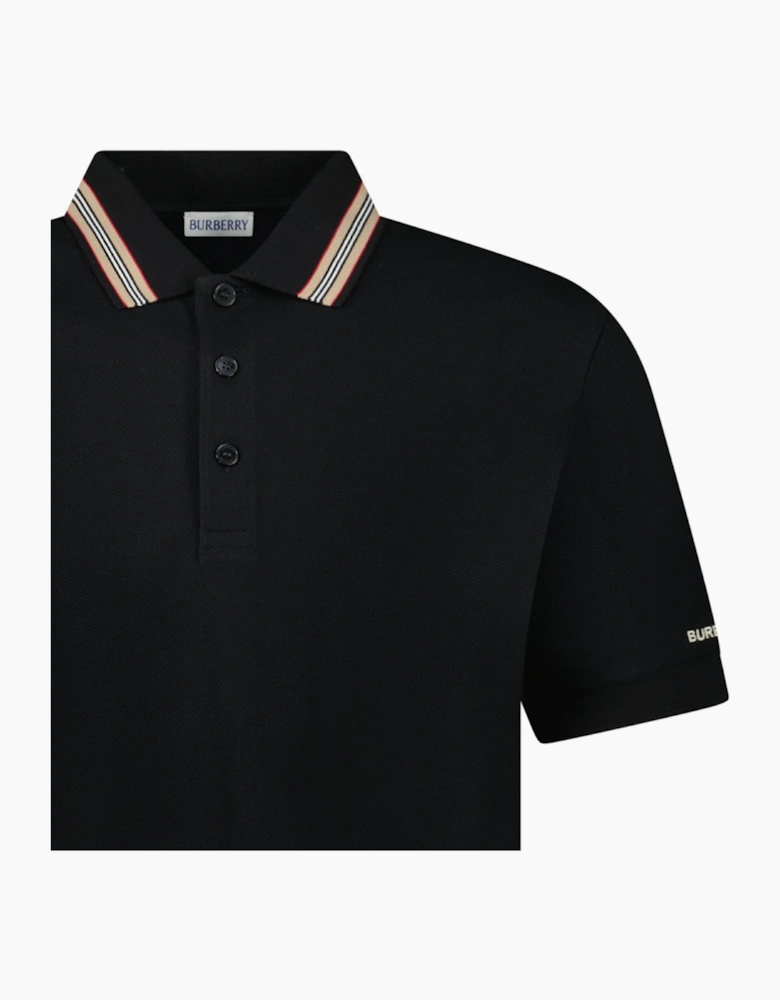 Burberry ‘Hartford’ Striped Check Polo Black