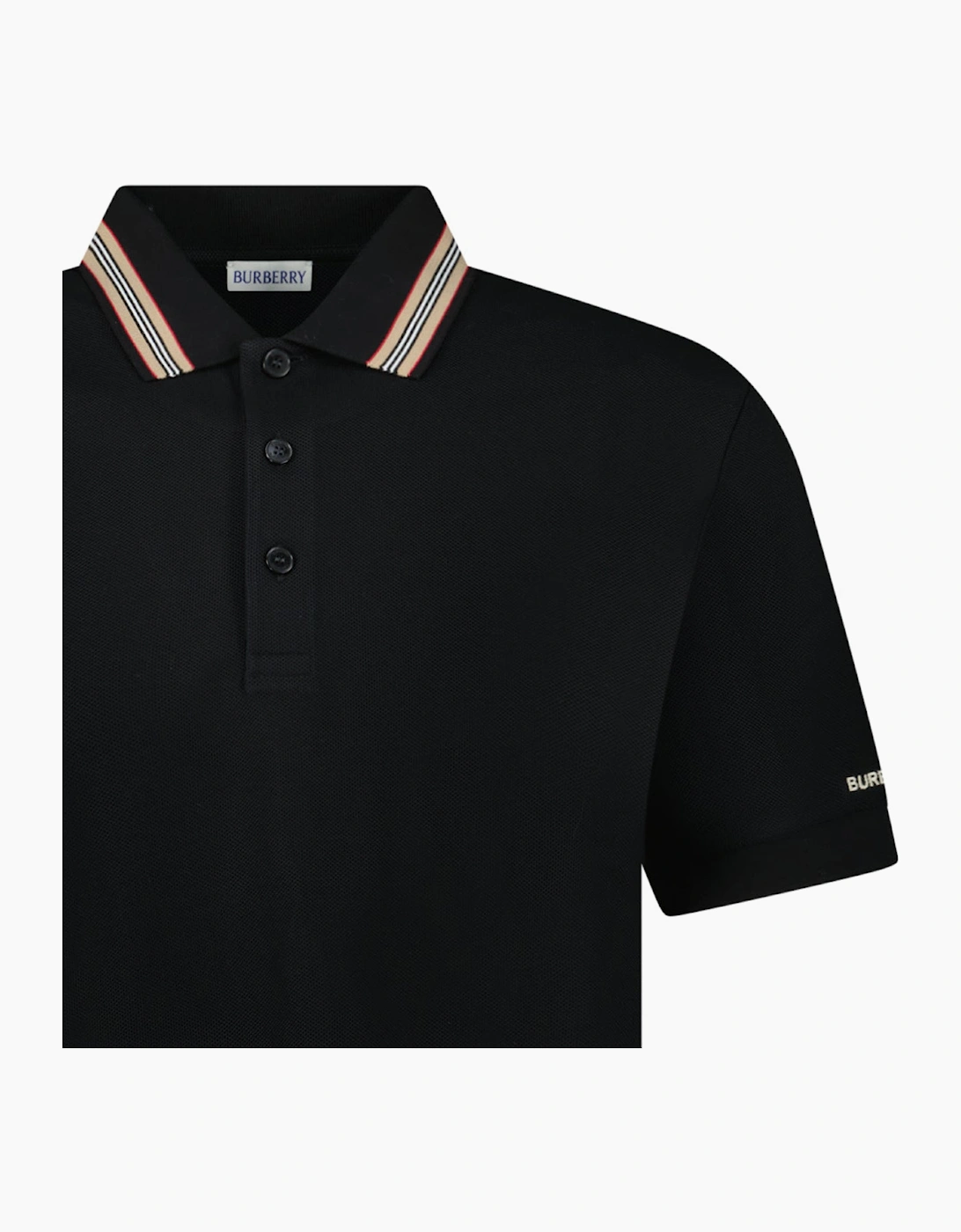 Burberry ‘Hartford’ Striped Check Polo Black