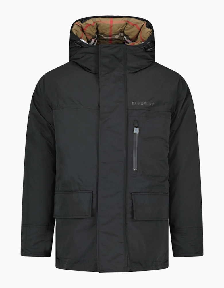 Burberry Barnsfield Parka Check Jacket Black