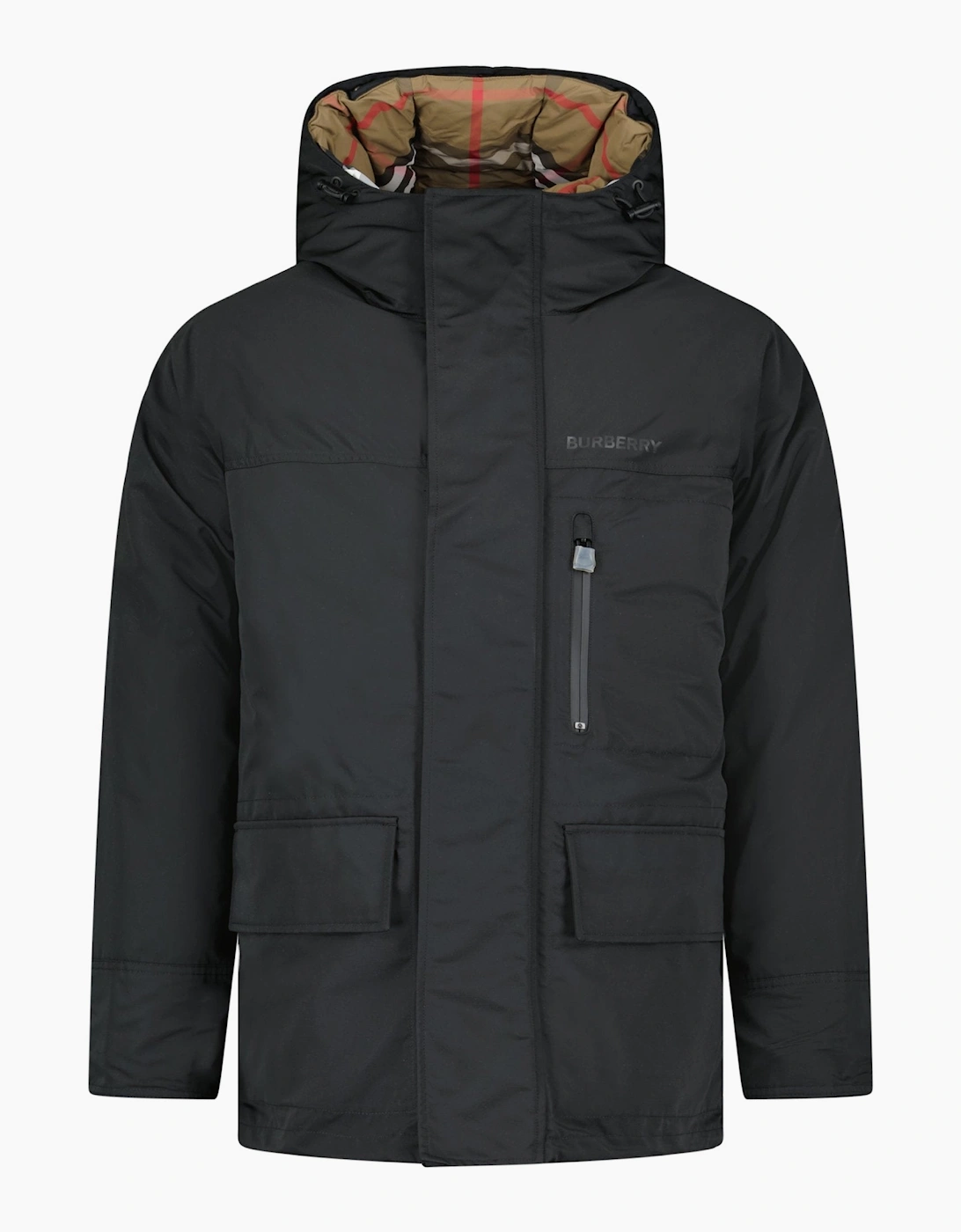 Burberry Barnsfield Parka Check Jacket Black