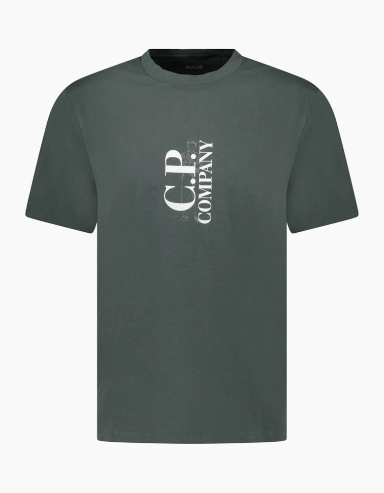 CP Company Vertical Print T-Shirt Dark Shadow