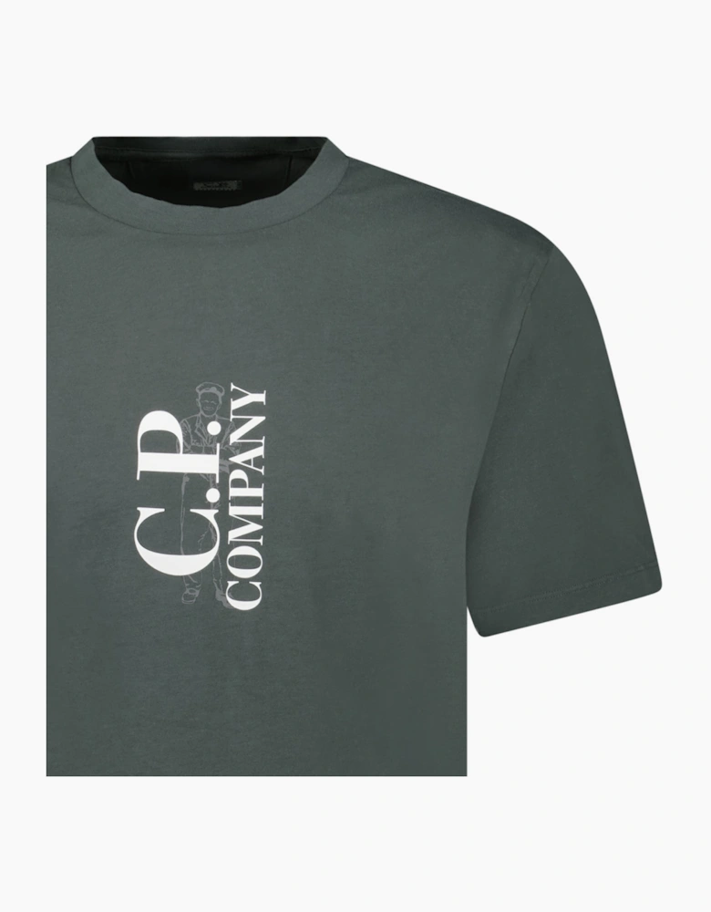 CP Company Vertical Print T-Shirt Dark Shadow